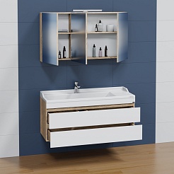 СанТа Зеркальный шкаф Марс 120 янтарное дерево – фотография-6