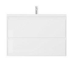 Velvex Тумба с раковиной подвесная Klaufs 100 белая, 2 ящика – фотография-9