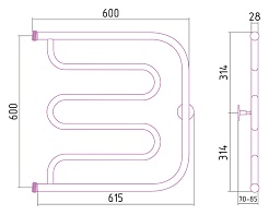 Стилье Полотенцесушитель Тандем 60х60 – фотография-3