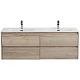 BelBagno Тумба с раковиной Kraft 120 подвесная 4 ящика Rovere Galifax Bianco двойная раковина – фотография-19