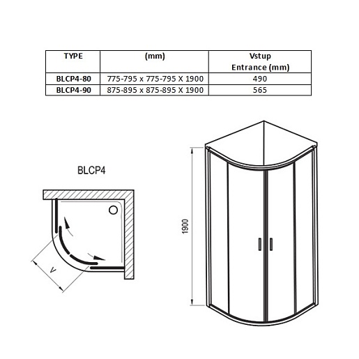 Ravak  Душевой уголок BLCP4-90 Transparent 3B270U00Z1 – фотография-4