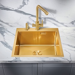 Milacio Мойка кухонная Denia 51 Steel золото брашированное – фотография-5