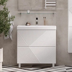 Velvex Тумба с раковиной Edge 70.2Y белый глянец – фотография-2