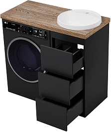 Brevita Тумба с раковиной Grafit 100 под стиральную машину графит/махагон – фотография-10