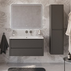 Cezares Тумба с раковиной без отверстия под смеситель Relax 100 подвесная оружейная сталь – фотография-16