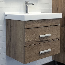 Comforty Тумба с раковиной Никосия 60П подвесная дуб темный – фотография-1