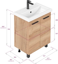 Onika Мебель для ванной Легран 60 дуб галифакс – фотография-10