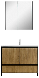 Velvex Мебель для ванной напольная Klaufs 100 черная/дерево – фотография-1