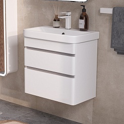 Equil Тумба под раковину Soldi 60 2 ящика подвесная белый софт – фотография-4