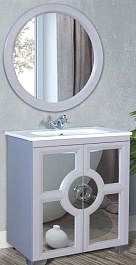 Атолл Мебель для ванной Бишо белый матовый, патина серебро – фотография-1