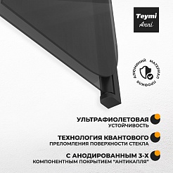 Teymi Шторка на ванну Anni 100x140 профиль черный матовый стекло тонированное – фотография-11