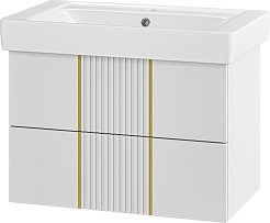 Brevita Тумба под раковину Vega 80 подвесная белая/золото – фотография-3