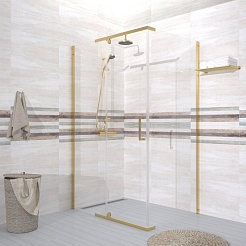 Triton Душевой уголок Терра-Голд 120x90 стекло прозрачное профиль золото – фотография-4