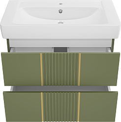 Brevita Тумба с раковиной Vega 80 подвесная зеленая/золото – фотография-4