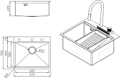 Milacio Мойка кухонная Denia 57 Steel со смесителем вороненая сталь – фотография-6