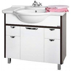 Водолей Тумба с раковиной Клаудия 95 белый/венге – фотография-1