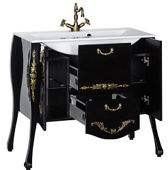 Aquanet Комплект Мебели "Виктория 90" черный/золото – фотография-3