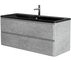 BelBagno Тумба под раковину Albano 120 подвесная Cemento Verona Grigio с раковиной BB1200/455-LV-ART-ALR-NERO – фотография-1
