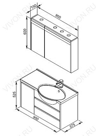 Aquanet Зеркальный шкаф "Лайн 90" R – фотография-5