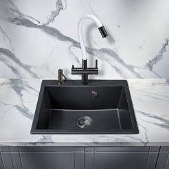 Milacio Смеситель для кухни Ultra MCU.560.TBW total black/белый – фотография-5