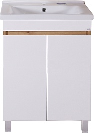 ASB-Mebel Мебель для ванной Марко 60 2.0 белая/дуб золотой – фотография-5