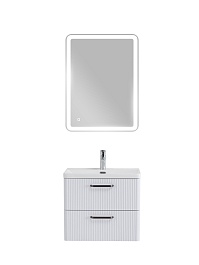 BelBagno Тумба с раковиной Due 60 подвесная Белый металлик ручки Матовый тёмный никель – фотография-7