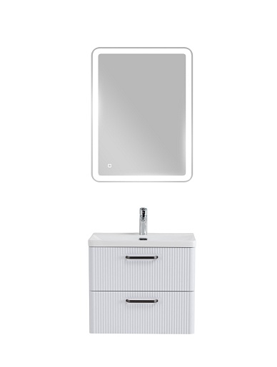 BelBagno Тумба с раковиной Due 60 подвесная Белый металлик ручки Матовый тёмный никель – картинка-7