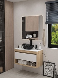 Teymi Раковина накладная в ванную Lori 40 мрамор чёрный матовый T50483 – фотография-6