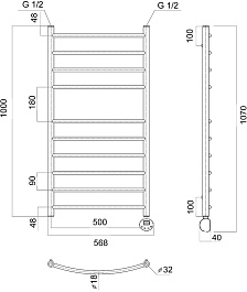 Domoterm Полотенцесушитель электрический Калипсо П10 500x1000 ER хром – фотография-4