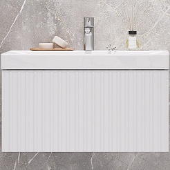 Velvex Тумба с раковиной Compo 70.1Y белый глянец – фотография-1