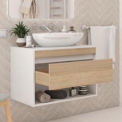 Teymi Тумба с раковиной Ritta 75 Ellie 60 подвесная белый/дуб – фотография-4