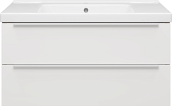 Misty Тумба под раковину Карат 100 подвесная белая/дуб галифакс олово – фотография-1