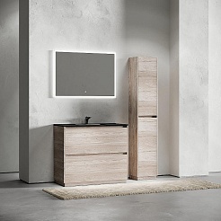 Sancos Тумба с раковиной Libra Floor 100 дуб галифакс натуральный раковина Element 101 CN7003MB – фотография-4