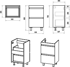 Misty Тумба с раковиной Майна 50 2 ящика графит/белая – фотография-7