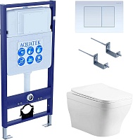 Aquatek Унитаз подвесной Амадео AQ1163-00 в комплекте с инсталляцией Standard INS-0000012 с клавишей смыва KDI-0000009 белая и крепления KKI-0000002
