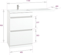 Onika Тумба с раковиной Милтон 110 R под стиральную машину белая – фотография-7