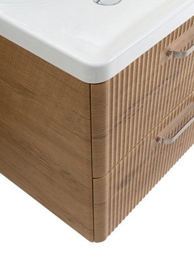 BelBagno Тумба с раковиной Due 60 подвесная Rovere Nature ручки Матовый атласный никель – картинка-3