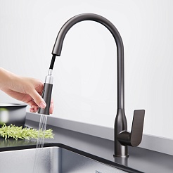 Tokito Смеситель для кухни MITSUISHI вороненая сталь TOK-MIT-1013GM – фотография-6