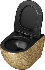 Grossman Унитаз подвесной Color GR-4411GBRS золото/черный с текстурным узором – фотография-3