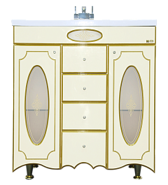 Misty Мебель для ванной Монако 80 R бежевая патина – фотография-5