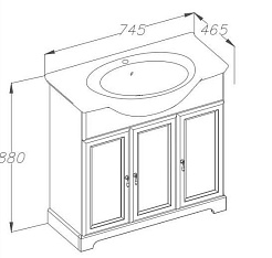 Opadiris Тумба с раковиной Кама 75 слоновая кость – фотография-2