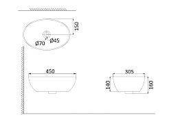 Creo Ceramique Раковина PU3200 (HDA052) 45 см – фотография-2