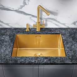 Milacio Мойка кухонная Denia 58 Steel золото брашированное – фотография-7