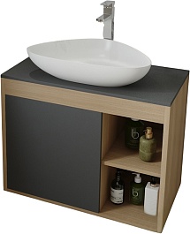 Teymi Тумба с раковиной Nura 80 Ellie 60 подвесная дуб/графит – фотография-1