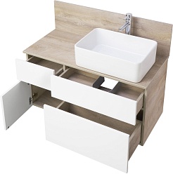 Акватон Мебель для ванной Мишель 100 дуб эндгрейн/белый – фотография-4