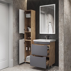 Vigo Шкаф пенал Wave 300 графит/дуб золотой – фотография-4