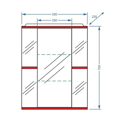 Stella Polare Зеркало-шкаф Колор-1 55/С красный – картинка-3