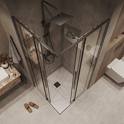 Grossman  Душевой уголок Galaxy 80x80x195 профиль графит сатин стекло прозрачное – фотография-6