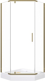 Triton Душевой уголок Дека-Голд 100x100 стекло прозрачное профиль золото с поддоном – фотография-1