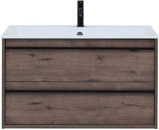 Aquanet Тумба под раковину Lino 90 подвесная дуб веллингтон – картинка-3